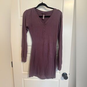 SKIMS Purple Long Sleeve V-Neck Nightgown / Loungewear